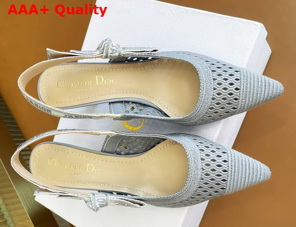Dior Moi Slingback Pump Gray Mesh Cannage Embroidery Replica