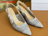 Dior Moi Slingback Pump Gray Mesh Cannage Embroidery Replica