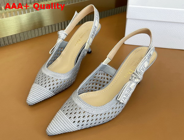 Dior Moi Slingback Pump Gray Mesh Cannage Embroidery Replica