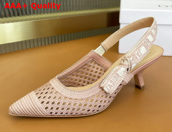 Dior Moi Slingback Pump Pink Mesh Cannage Embroidery Replica