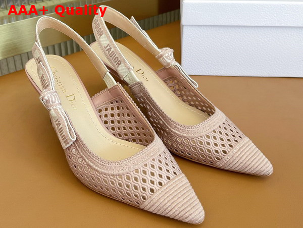 Dior Moi Slingback Pump Pink Mesh Cannage Embroidery Replica