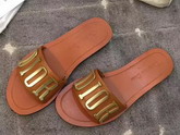 Dior Mule in Brown Calfskin Leather with Gold Tone Metallic DIOR For Sale