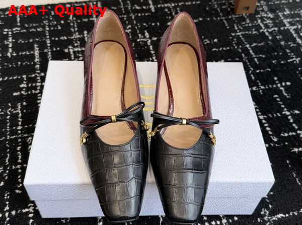 Dior Muse Pump Black and Burgundy Crocodile Printed Calfskin Replica