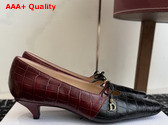 Dior Muse Pump Black and Burgundy Crocodile Printed Calfskin Replica
