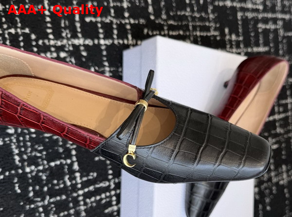 Dior Muse Pump Black and Burgundy Crocodile Printed Calfskin Replica