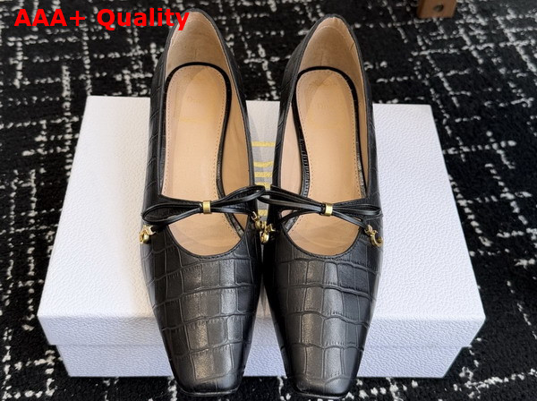 Dior Muse Pump in Black Crocodile Printed Calfskin Replica