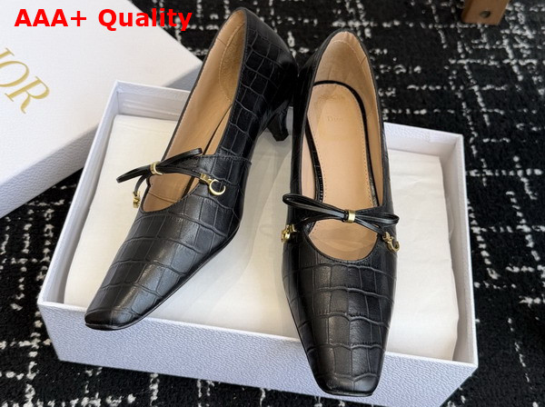 Dior Muse Pump in Black Crocodile Printed Calfskin Replica