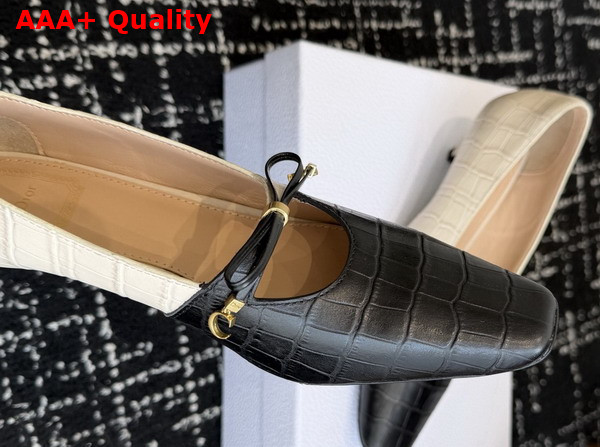 Dior Muse Pump in Black and Cream Crocodile Printed Calfskin Replica