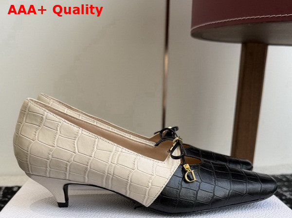 Dior Muse Pump in Black and Cream Crocodile Printed Calfskin Replica