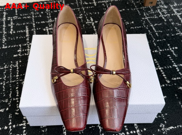 Dior Muse Pump in Burgundy Crocodile Printed Calfskin Replica