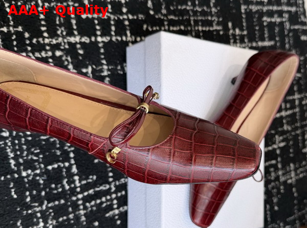 Dior Muse Pump in Burgundy Crocodile Printed Calfskin Replica