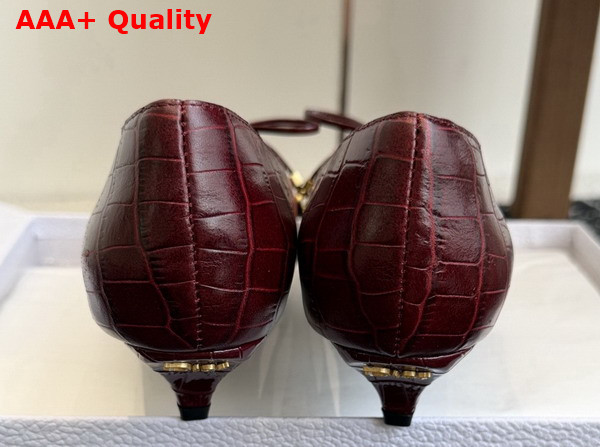 Dior Muse Pump in Burgundy Crocodile Printed Calfskin Replica