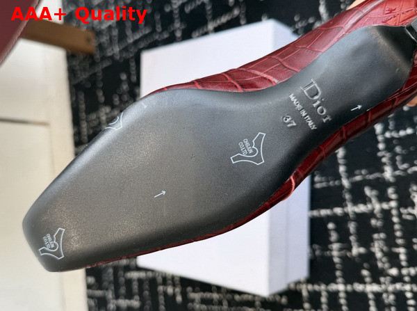 Dior Muse Pump in Burgundy Crocodile Printed Calfskin Replica