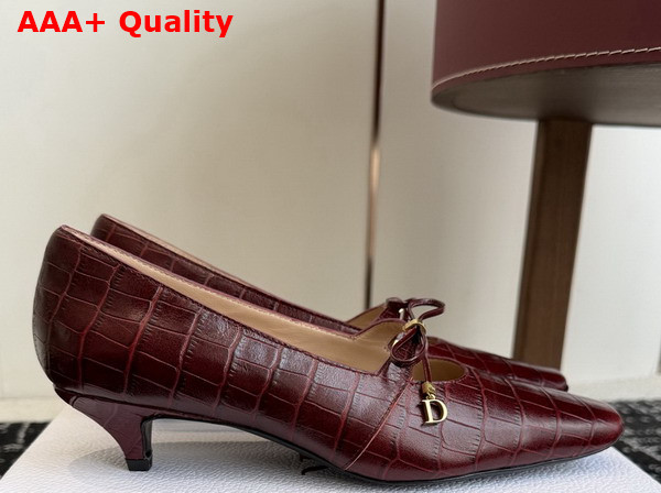 Dior Muse Pump in Burgundy Crocodile Printed Calfskin Replica