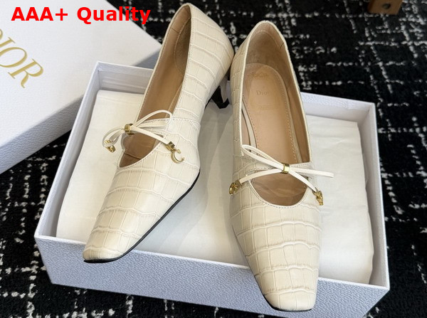 Dior Muse Pump in Cream Crocodile Printed Calfskin Replica