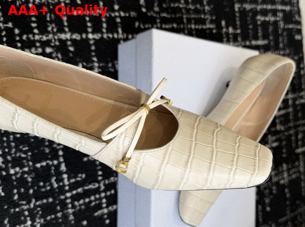 Dior Muse Pump in Cream Crocodile Printed Calfskin Replica