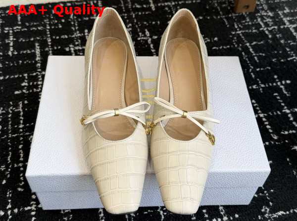 Dior Muse Pump in Cream Crocodile Printed Calfskin Replica