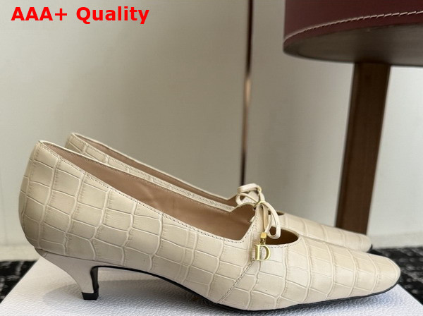 Dior Muse Pump in Cream Crocodile Printed Calfskin Replica