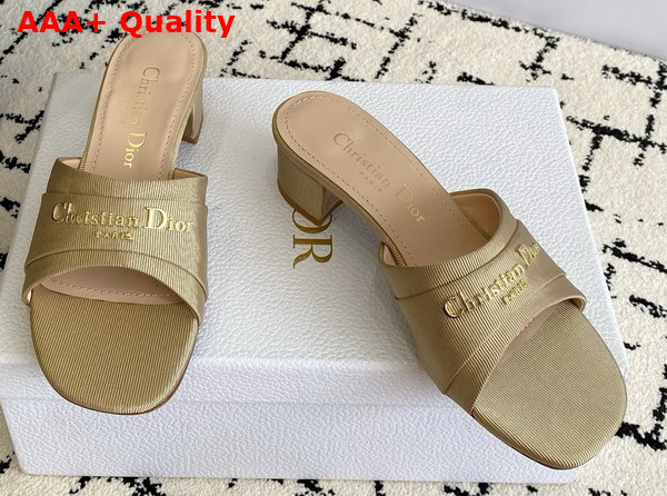Dior My Dior Heeled Slide in Beige Grosgrain Replica
