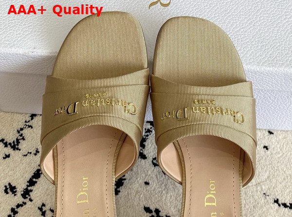 Dior My Dior Heeled Slide in Beige Grosgrain Replica