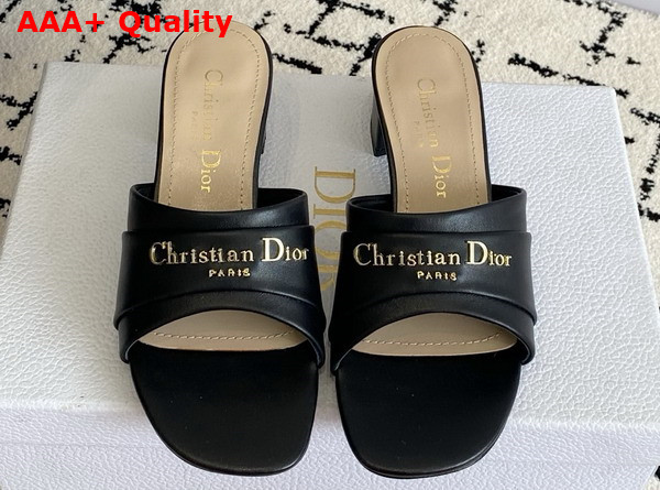 Dior My Dior Heeled Slide in Black Calfskin Replica