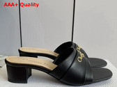 Dior My Dior Heeled Slide in Black Calfskin Replica