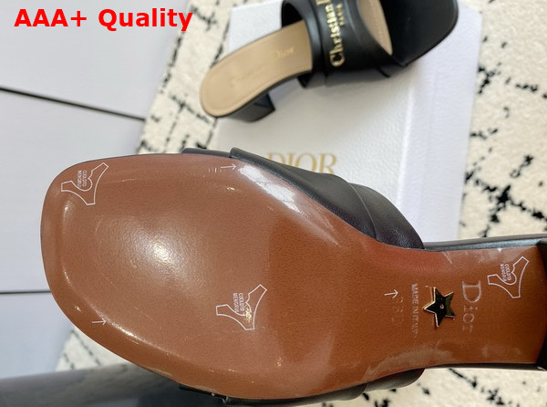 Dior My Dior Heeled Slide in Black Calfskin Replica