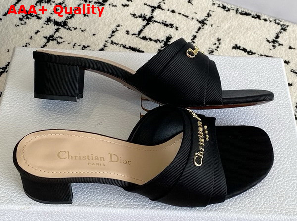 Dior My Dior Heeled Slide in Black Grosgrain Replica