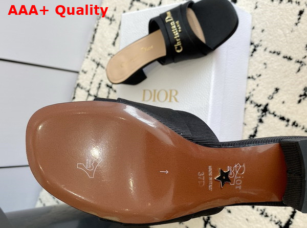 Dior My Dior Heeled Slide in Black Grosgrain Replica
