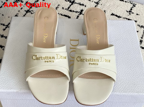 Dior My Dior Heeled Slide in White Calfskin Replica