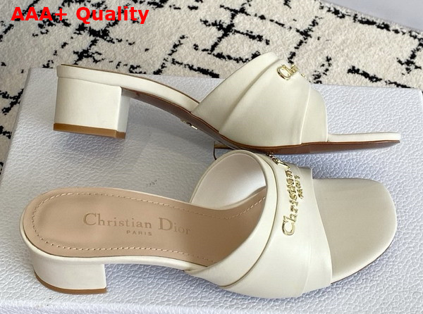 Dior My Dior Heeled Slide in White Calfskin Replica