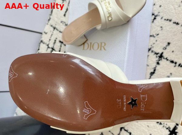 Dior My Dior Heeled Slide in White Calfskin Replica