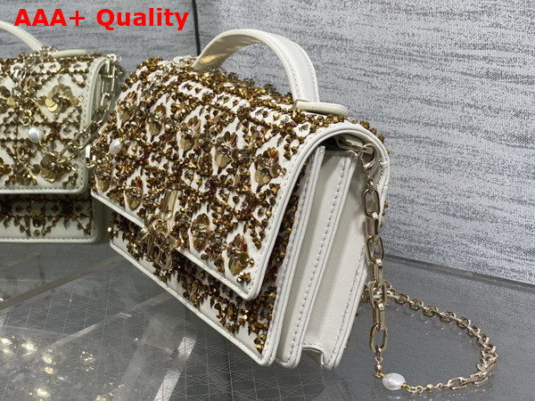 Dior My Dior Mini Bag Latte Calfskin Embroidered with Microbead and Sequin Cannage Motif Replica