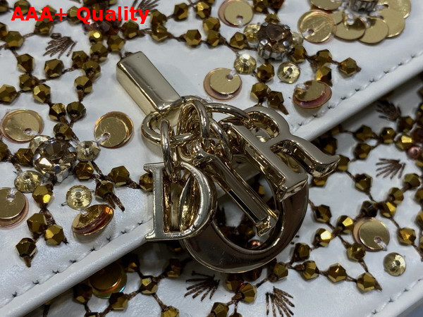 Dior My Dior Mini Bag Latte Calfskin Embroidered with Microbead and Sequin Cannage Motif Replica