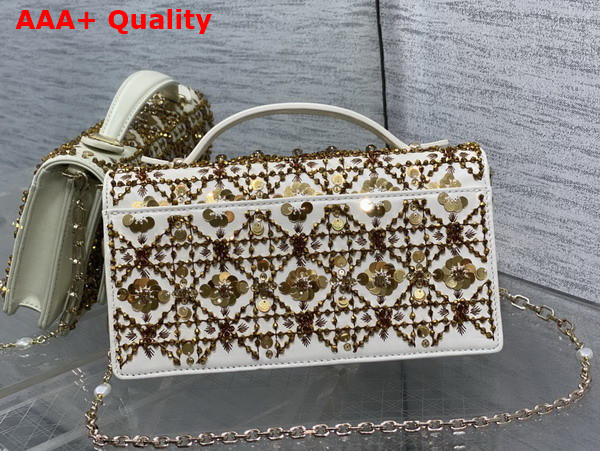 Dior My Dior Mini Bag Latte Calfskin Embroidered with Microbead and Sequin Cannage Motif Replica