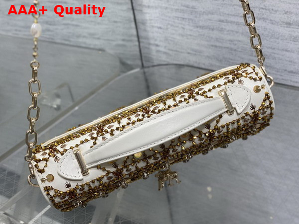 Dior My Dior Mini Bag Latte Calfskin Embroidered with Microbead and Sequin Cannage Motif Replica