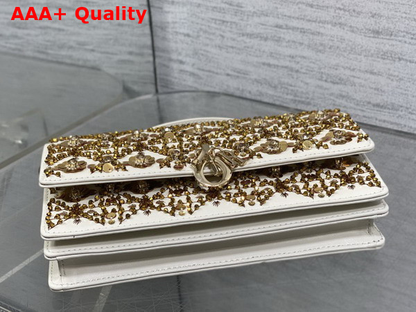 Dior My Dior Mini Bag Latte Calfskin Embroidered with Microbead and Sequin Cannage Motif Replica