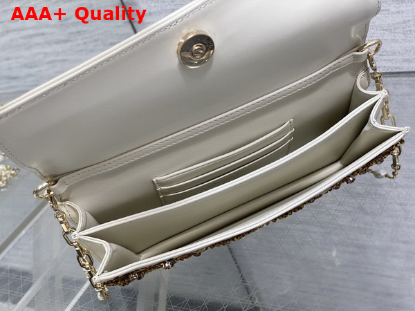 Dior My Dior Mini Bag Latte Calfskin Embroidered with Microbead and Sequin Cannage Motif Replica