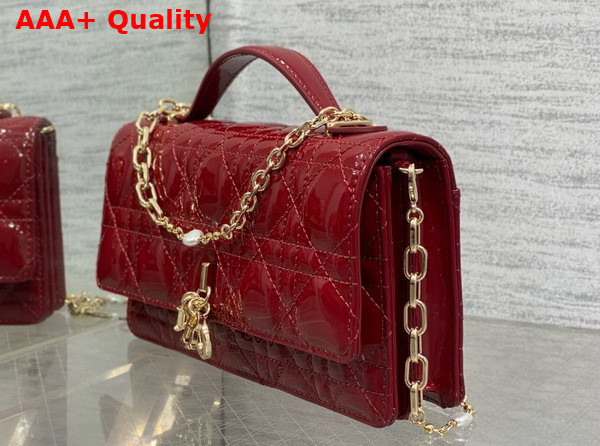 Dior My Dior Mini Bag in Cherry Red Patent Cannage Calfskin Replica