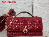 Dior My Dior Mini Bag in Cherry Red Patent Cannage Calfskin Replica