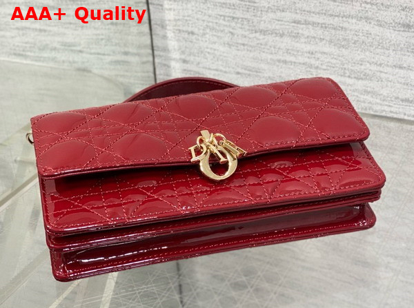 Dior My Dior Mini Bag in Cherry Red Patent Cannage Calfskin Replica