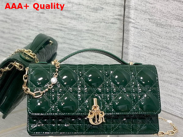 Dior My Dior Mini Bag in Green Patent Cannage Calfskin Replica