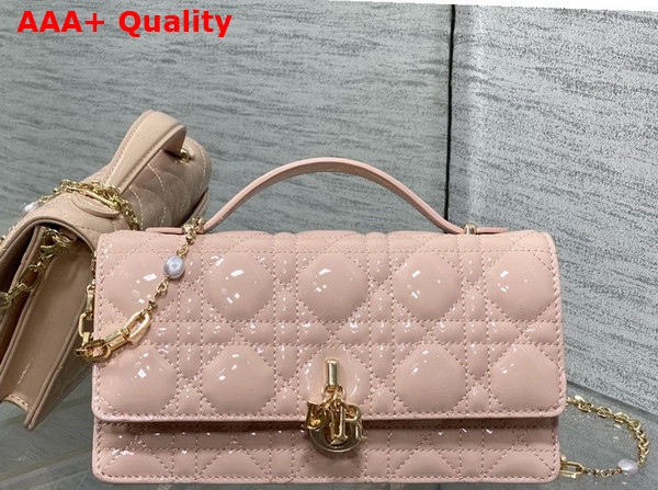 Dior My Dior Mini Bag in Light Pink Patent Cannage Calfskin Replica