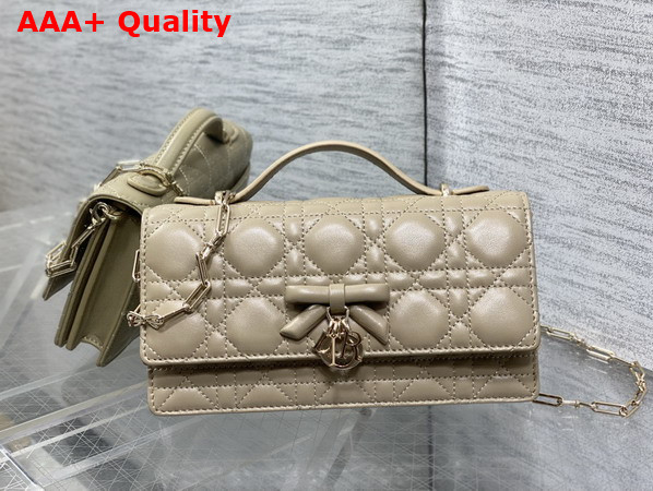Dior My Dior Mini Bag with Leather Bow Beige Cannage Lambskin Replica