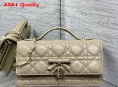Dior My Dior Mini Bag with Leather Bow Beige Cannage Lambskin Replica