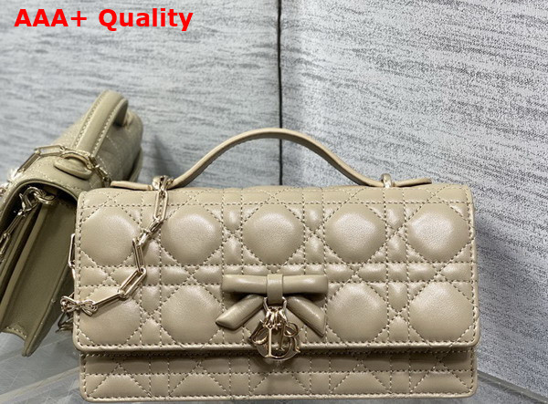 Dior My Dior Mini Bag with Leather Bow Beige Cannage Lambskin Replica