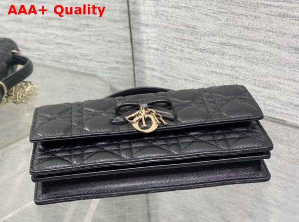 Dior My Dior Mini Bag with Leather Bow Black Cannage Lambskin Replica