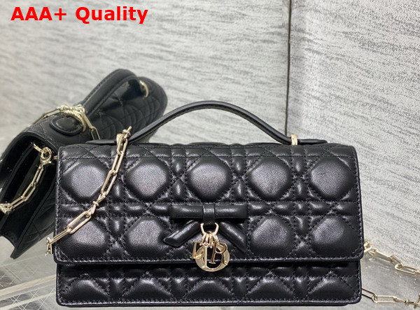 Dior My Dior Mini Bag with Leather Bow Black Cannage Lambskin Replica