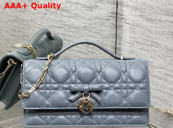 Dior My Dior Mini Bag with Leather Bow Cloud Blue Cannage Lambskin Replica