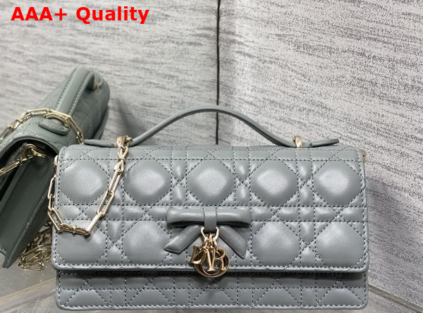 Dior My Dior Mini Bag with Leather Bow Cloud Gray Cannage Lambskin Replica